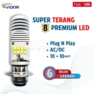 ViDOR Lampu Motor LED Socket H6, T19 , M5, M2B / 10+10W, 16 LED, PnP, Super Terang Motor Matic Bebek
